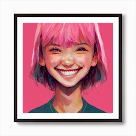 Pink Smiles Square Art Print