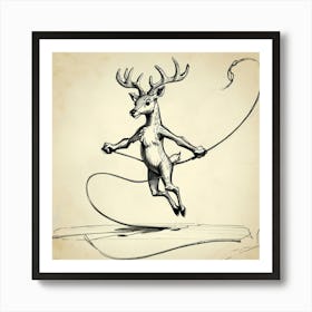 Deer Jumping Rope Art Print