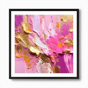 Pink And Gold Abstract Painting Art Print