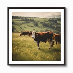 Cows In A Field Art Print