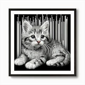 Cat With Barcodes Art Print