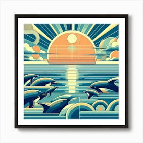 Dolphins In The Ocean 4 Art Print