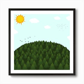 Forest Landscape Illustration Art Print