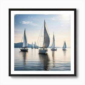 Sailboats On The Sea Art Print