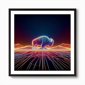 Neon Bison Art Print