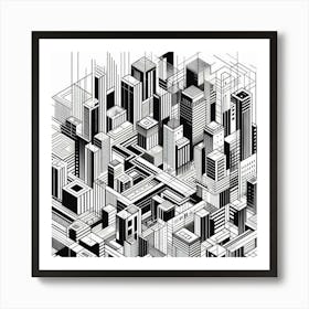 Black and White Abstract Art 300 Art Print