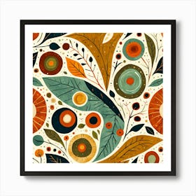 Floral Pattern, Floral Pattern, Abstract Piece With Organic Shapes And Earthy Colors art print Art Print