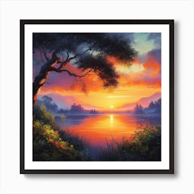 Sunrise Over Lake Art Print