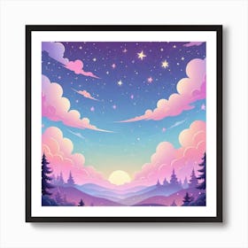 Sky With Twinkling Stars In Pastel Colors Square Composition 297 Art Print