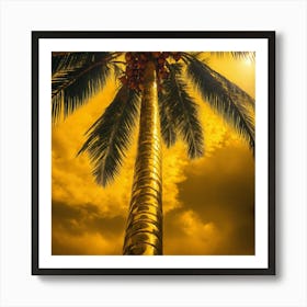 Golden Coconut Tree Art Print