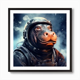 Astronaut Hippo Art Print