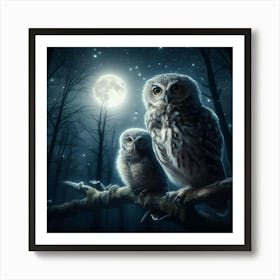 Owls At Night Art Print