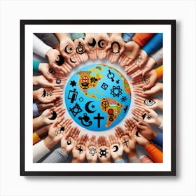 Many Hands Around The World Art Print