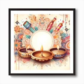 Diwali Greeting Card 12 Art Print