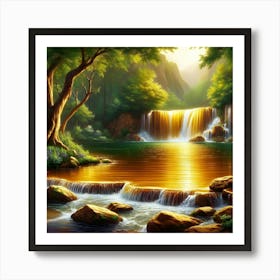 Waterfall In The Forest 7 Art Print