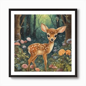 Fawn In The Forest Art Print