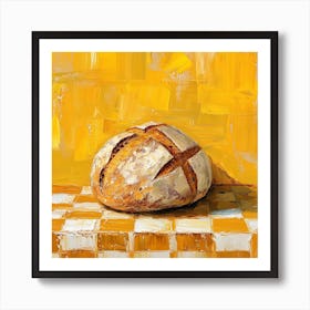 Rustic Bread Yellow Checkerboard 3 Art Print