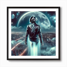 Futuristic Man In Space 2 Art Print