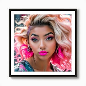 Girl With Pink Hairbhj Art Print