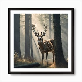 Deer In The Forest 203 Art Print