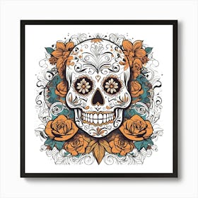 Day Of The Dead Skull 1 Art Print