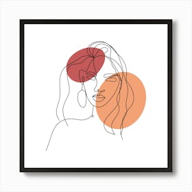 Portrait Of A Woman Continuous line drawing of a woman, Scandinavian wall art, fine art print. 6 Art Print