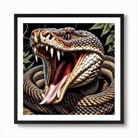 Snake With Open Mouth Art Print