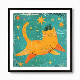 Cat With Stars 2 Art Print