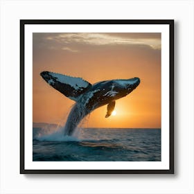 Humpback Whale Jumping Out Of The Water 16 Art Print