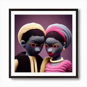 African Couple Woolitized Art Print