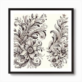 Ornate Floral Pattern 5 Art Print