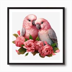 Pink Parrots 1 Art Print