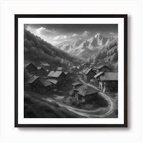 Village In The Mountains Art Print