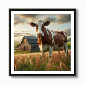 Cow In The Field 2 Art Print