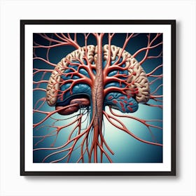 Human Brain With Blood Vessels 8 Art Print