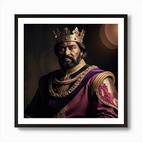 Dramatic Highcontrast Artistic Portrait Of A Powerful King Art Print