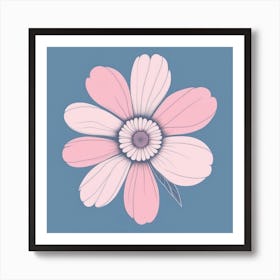 A White And Pink Flower In Minimalist Style Square Composition 669 Art Print