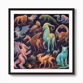 Collection Of Mythical Creatures Art Print