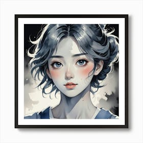 Anime Girl With Blue Eyes Art Print