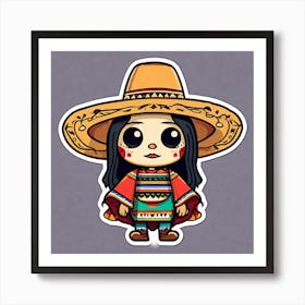 Mexican Pancho Sticker 2d Cute Fantasy Dreamy Vector Illustration 2d Flat Centered By Tim Bu (2) Art Print