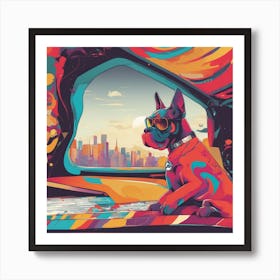 Dog, New Poster For Ray Ban Speed, In The Style Of Psychedelic Figuration, Eiko Ojala, Ian Davenport (3) Art Print