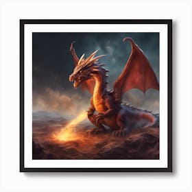 Dragon With Fire Art Print