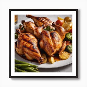 Grilled Chicken With Vegetables Art Print