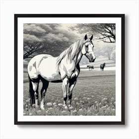 Horse In The Field Art Print