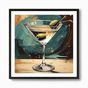 Vintage Martini Watercolor Art Print_FY_IN_06 Art Print