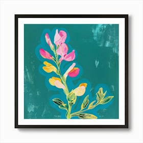 Aconitum 3 Square Flower Illustration Art Print