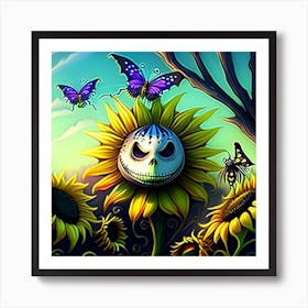 Nightmare Before Christmas Sunflowers Póster