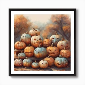 Halloween Pumpkins Cute Painted Pumpkins ( Bohemian Design ) Art Print