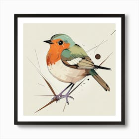 Abstract modernist Robin bird 1 Art Print