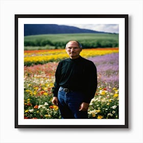 Steve Jobs In A Field Of Flowers Art Print